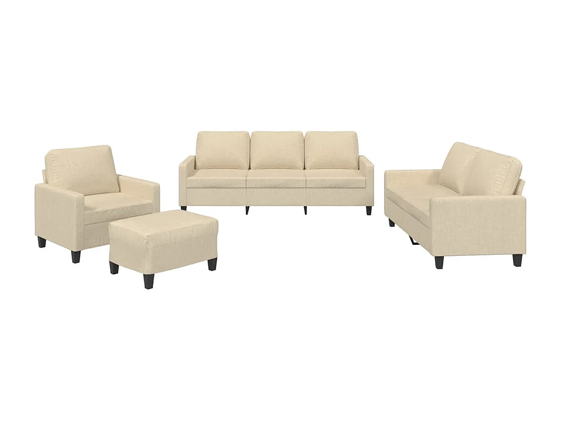 4 pcs conjunto de sofás com almofadões tecido cor creme
