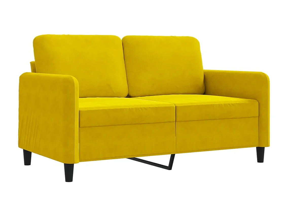 Sofá de 2 plazas terciopelo amarillo 120 cm