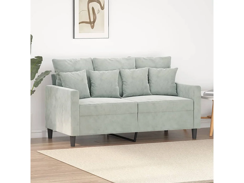 Divano a 2 Posti Grigio Chiaro 120 cm in Velluto