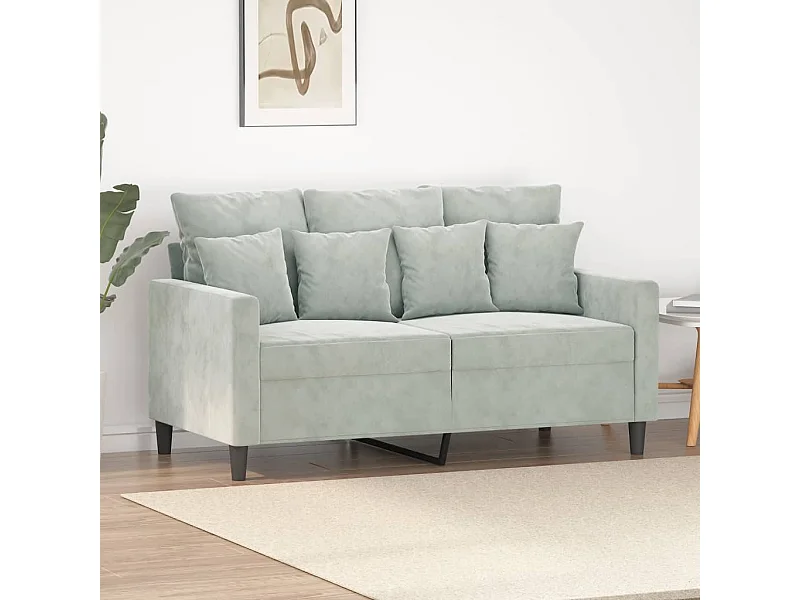Canapé à 2 places Gris clair 120 cm Velours