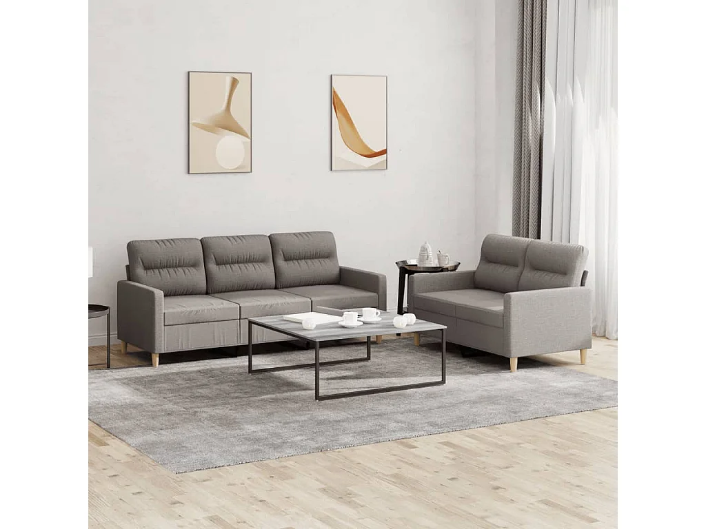 Ensemble de canapés 2 pcs avec coussins Taupe Tissu
