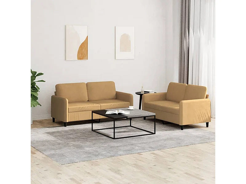 Set di Divani 2 pz Marrone in Velluto