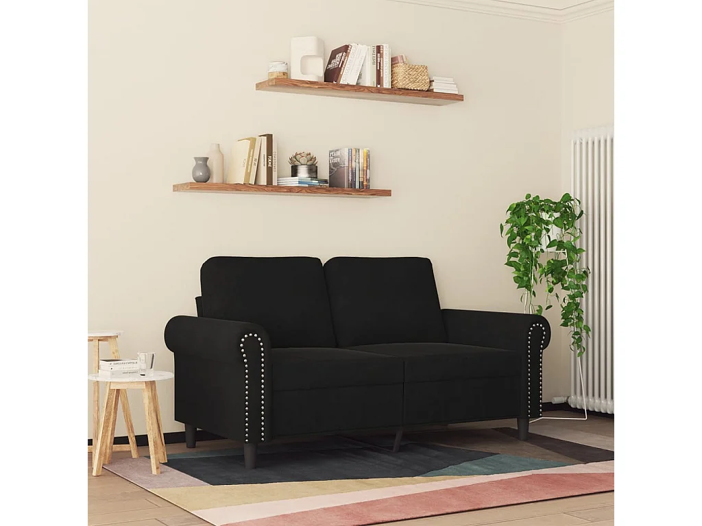 Canapé à 2 places Noir 120 cm Velours