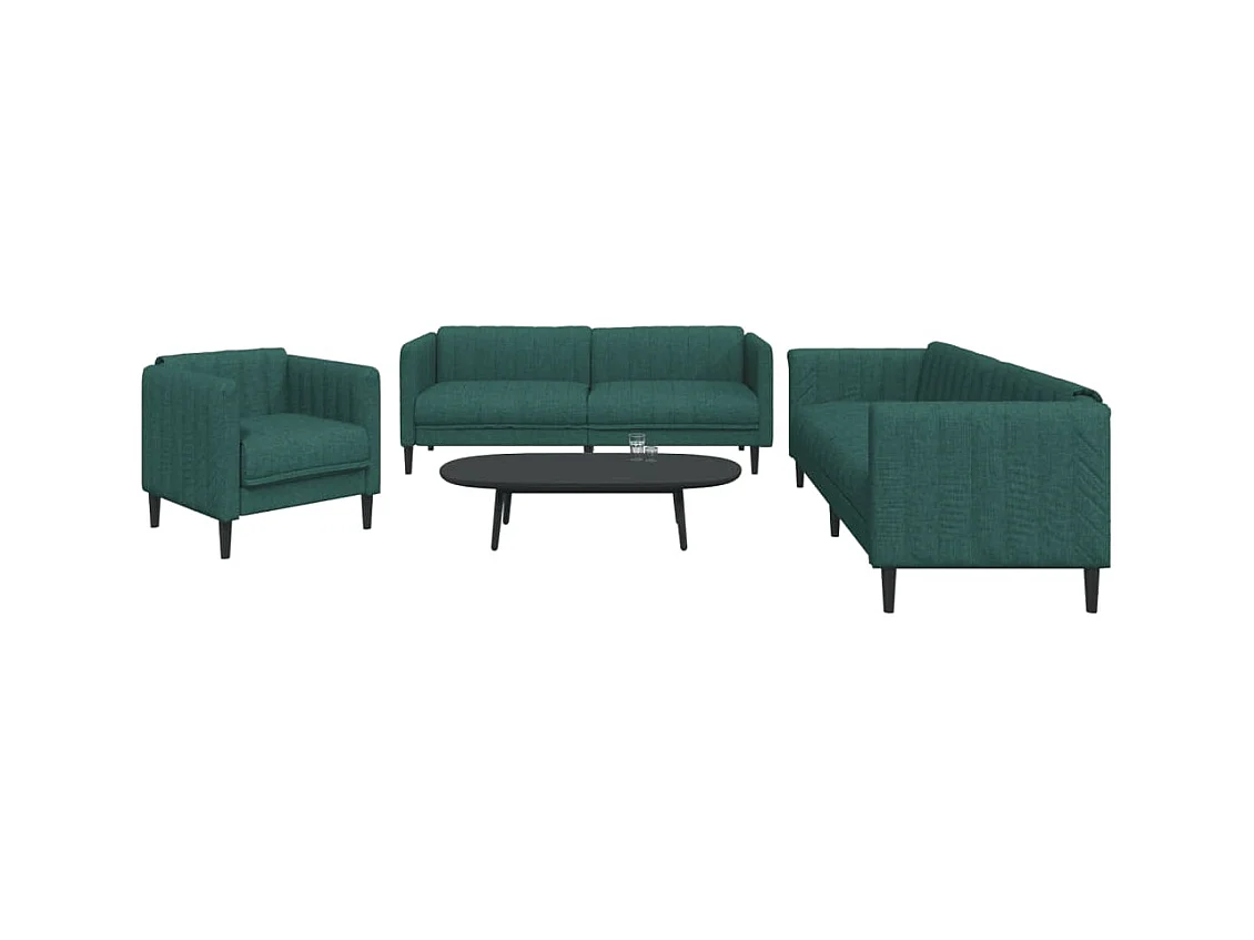 Ensemble de canapés 3 pcs vert foncé tissu
