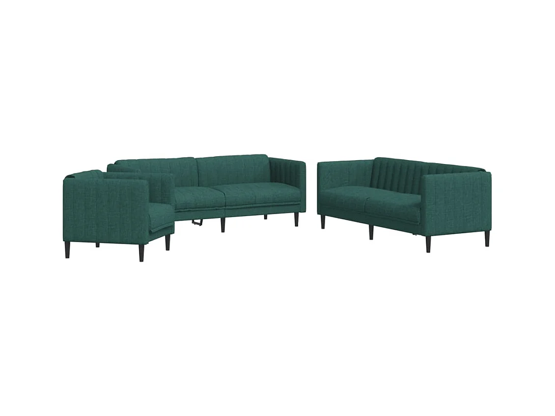 Ensemble de canapés 3 pcs vert foncé tissu
