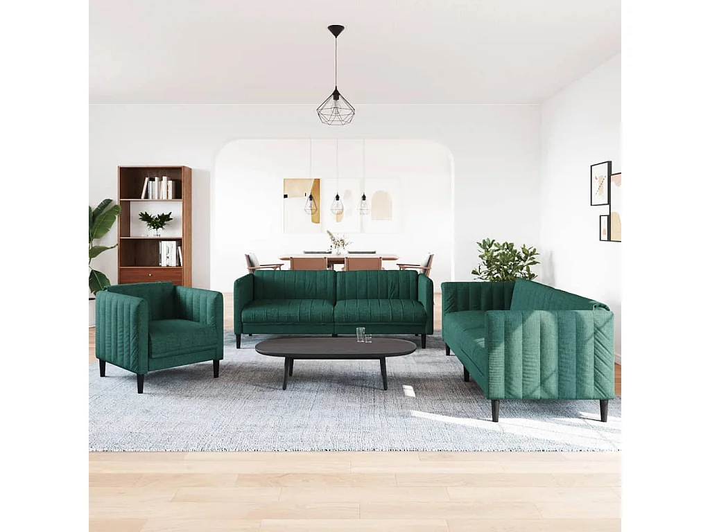 3-delige Loungeset stof donkergroen