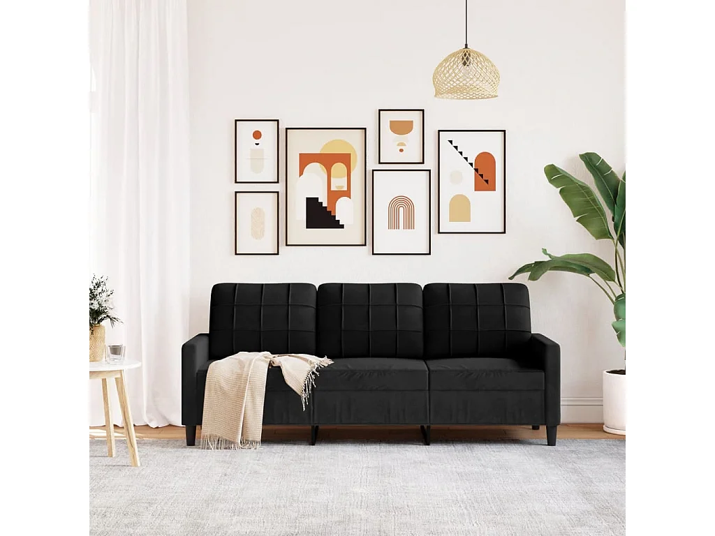 3-Sitzer-Sofa Schwarz 180 cm Samt
