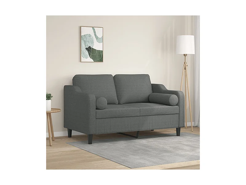 Canapé 2 places avec oreillers gris foncé 120 cm tissu