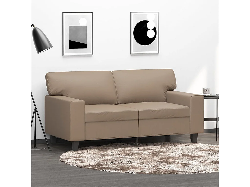 Tweezitsbank 120 cm kunstleer cappuccinokleurig