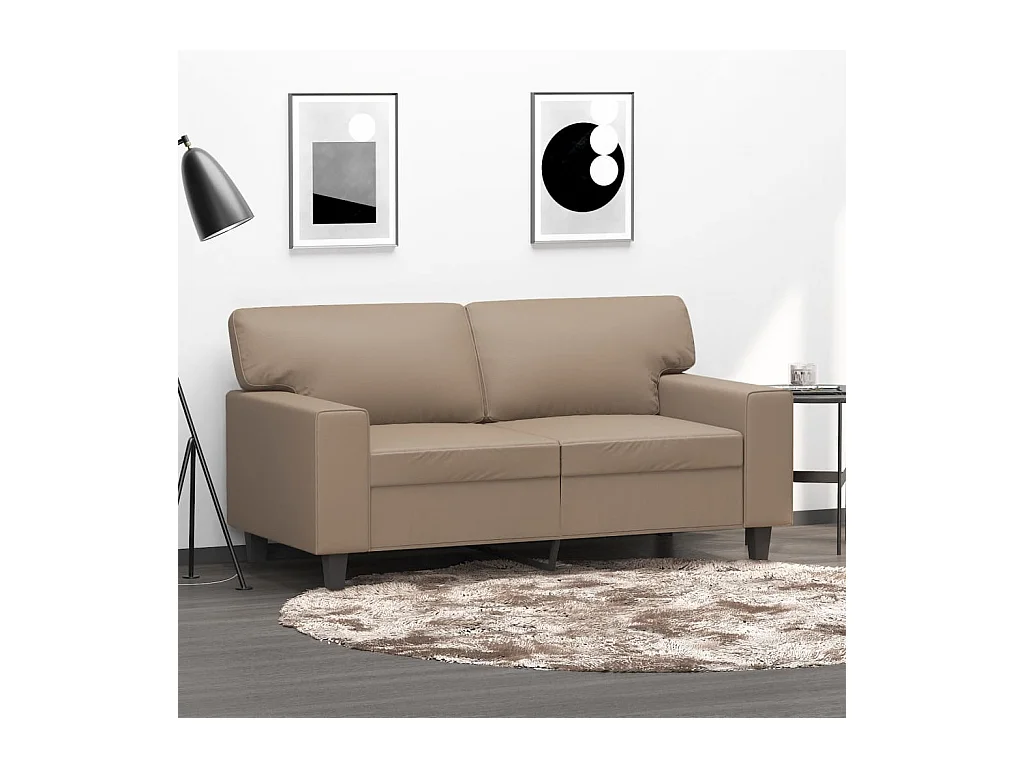 Divano a 2 Posti Cappuccino 140 cm in Similpelle