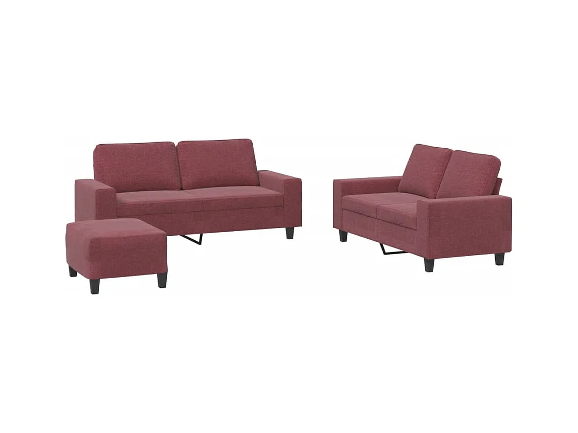 Ensemble de canapés 3 pcs rouge bordeaux tissu