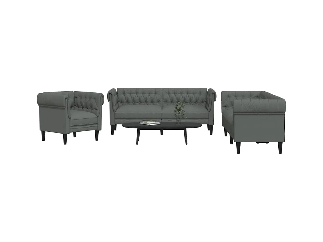 Ensemble de canapés 3 pcs gris foncé tissu