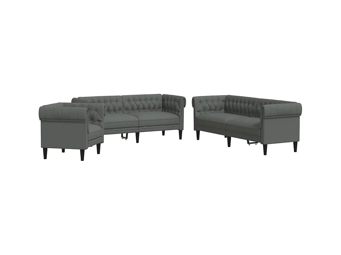 Ensemble de canapés 3 pcs gris foncé tissu