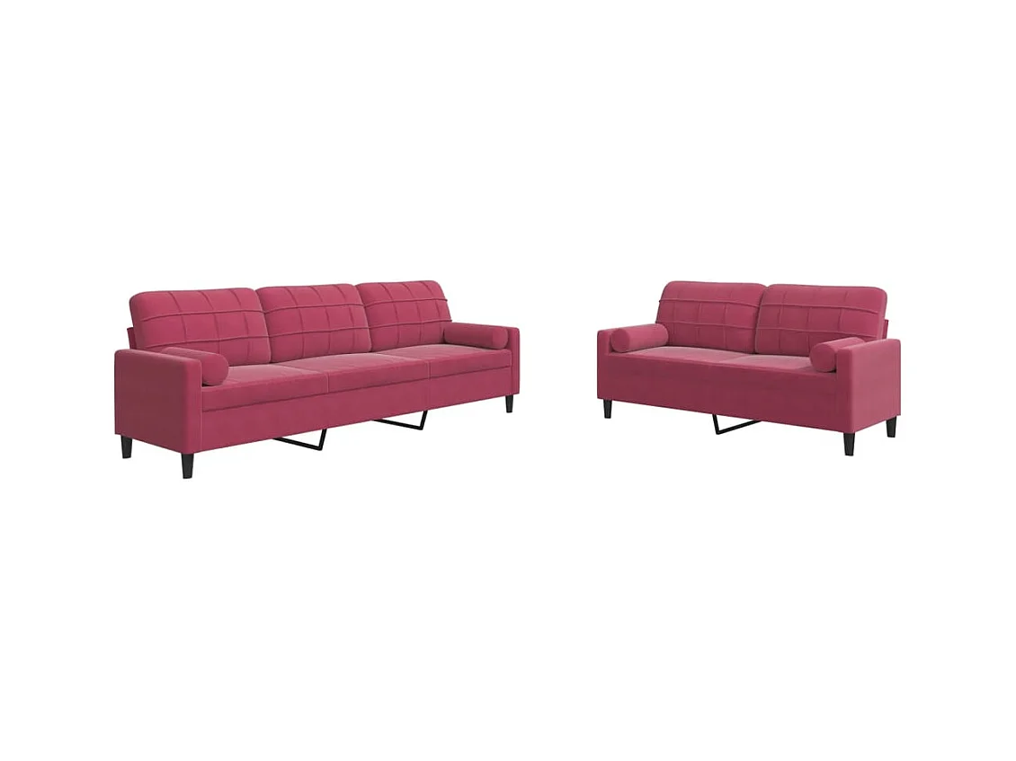 Ensemble de canapés 2 pcs avec coussins et traversins velours