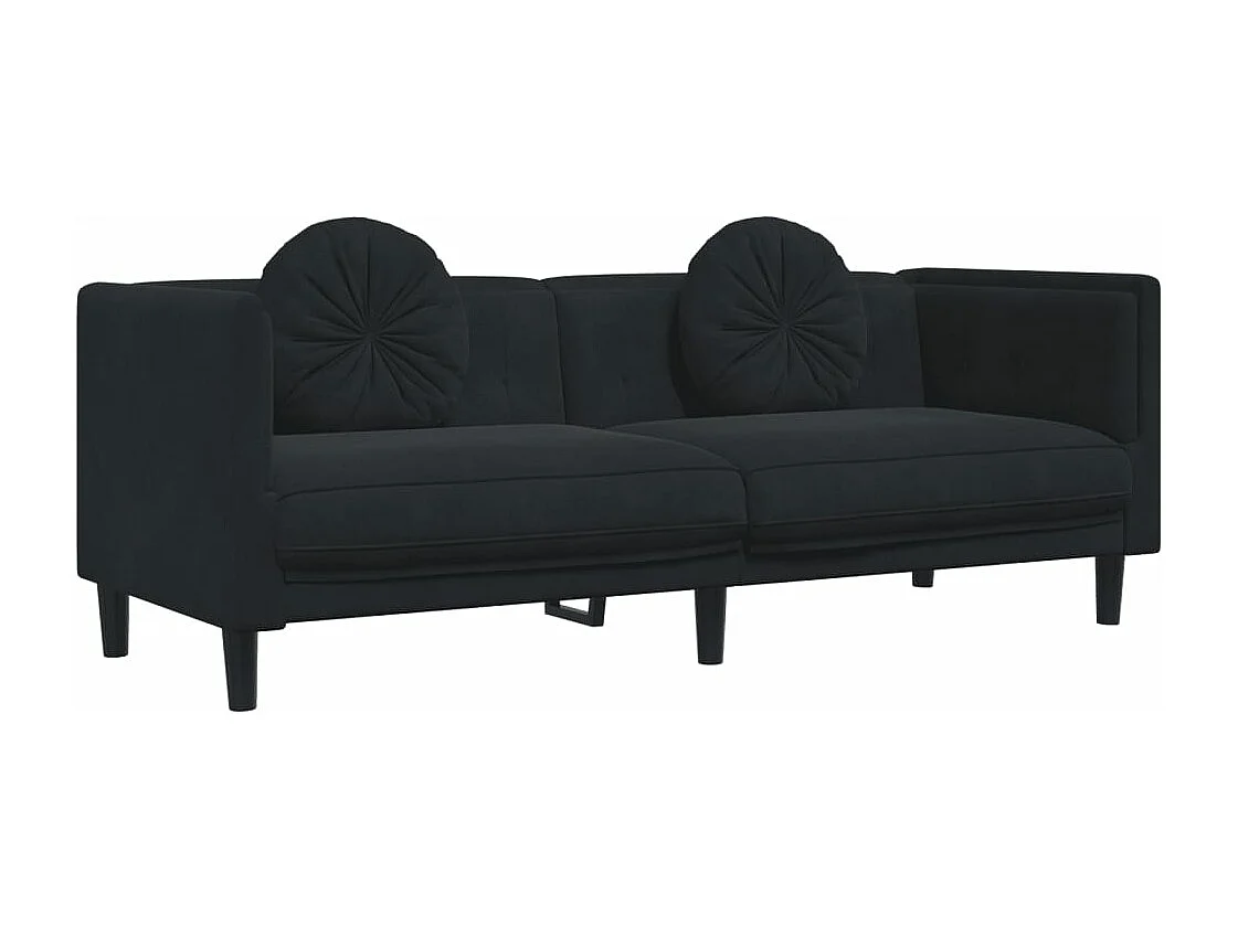 Ensemble de canapés 2 pcs avec coussins noir velours