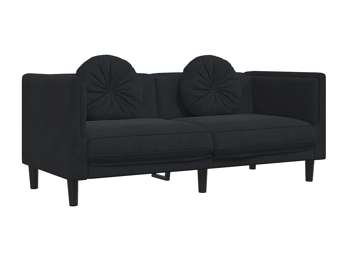 Ensemble de canapés 2 pcs avec coussins noir velours