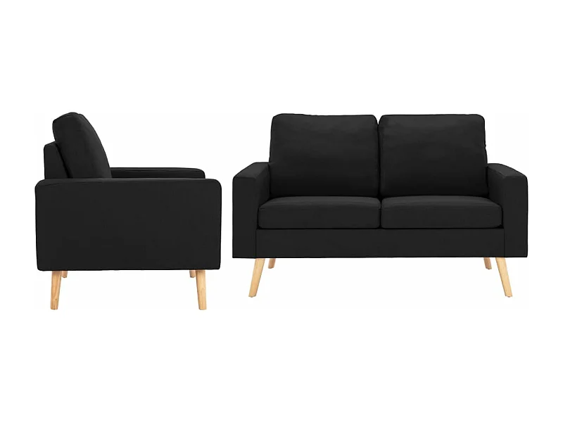 2-tlg. Sofagarnitur Stoff Schwarz