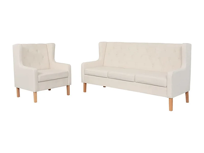 Conjunto de sofás 2 pcs tecido branco nata