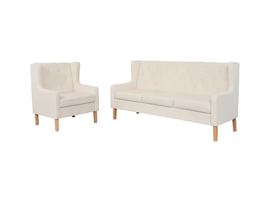 Ensemble de canapés 2 pcs tissu blanc crème