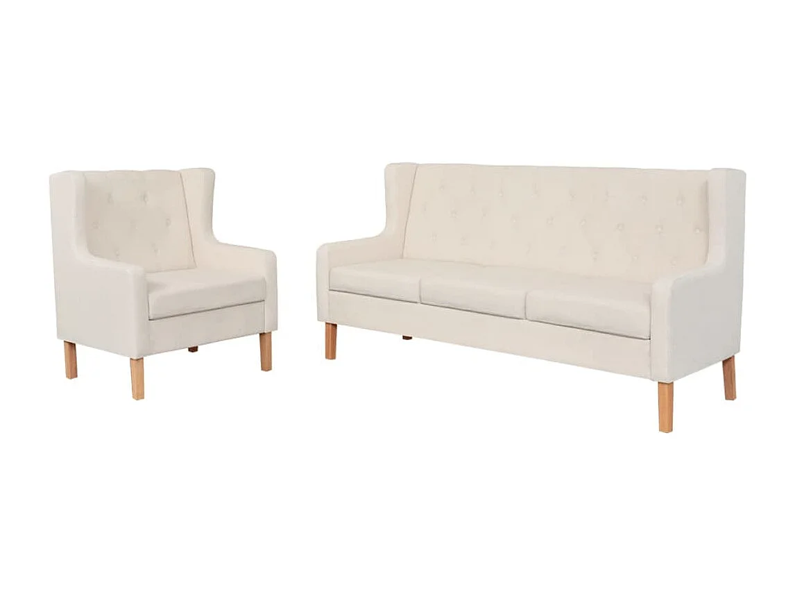 Ensemble de canapés 2 pcs tissu blanc crème