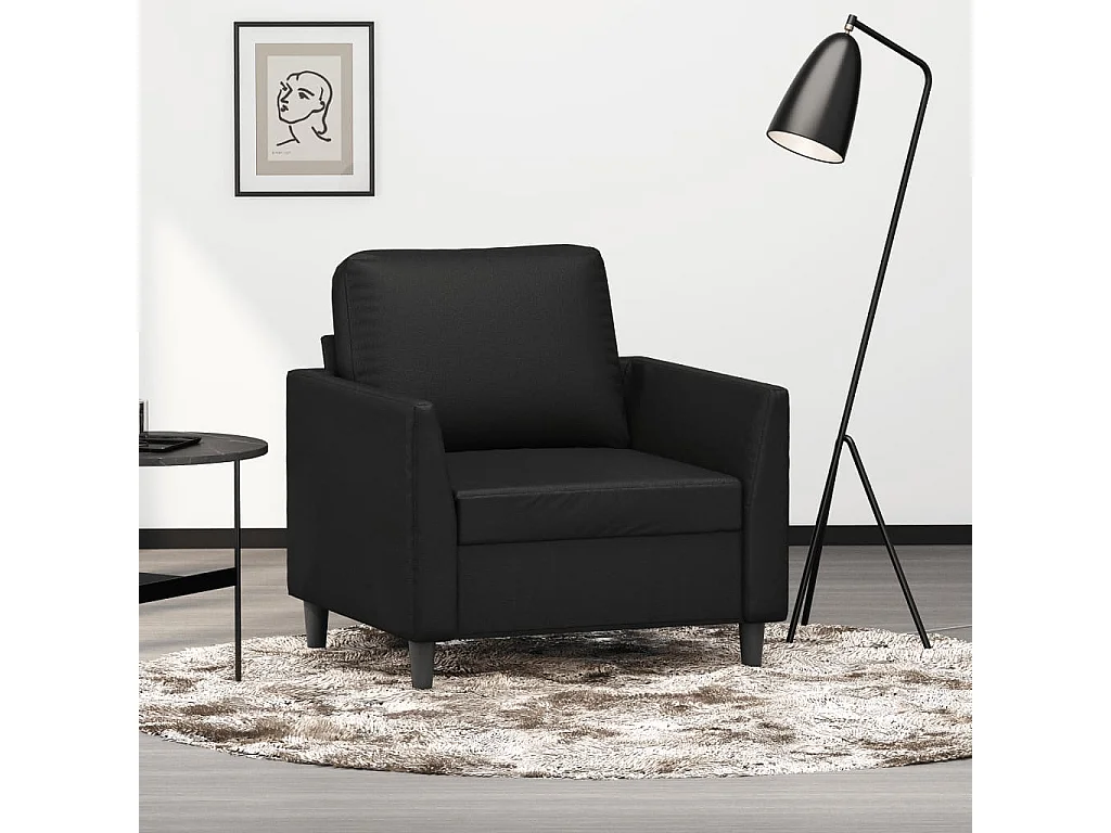 Sillón cuero sintético negro 60 cm
