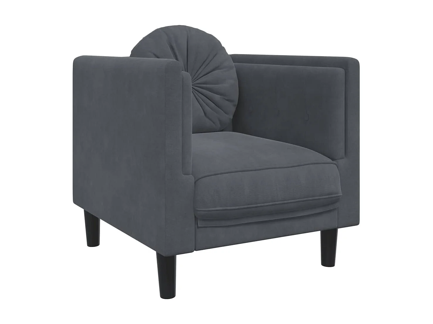 Sillón con cojín terciopelo gris oscuro