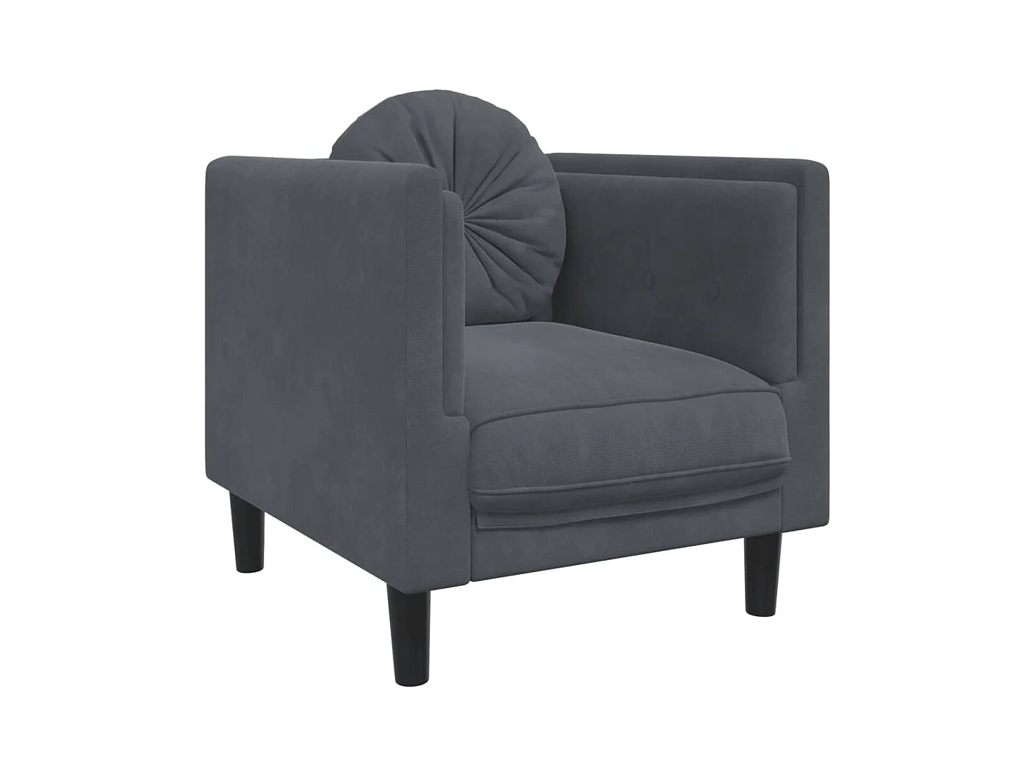 Fauteuil avec coussin gris foncé velours
