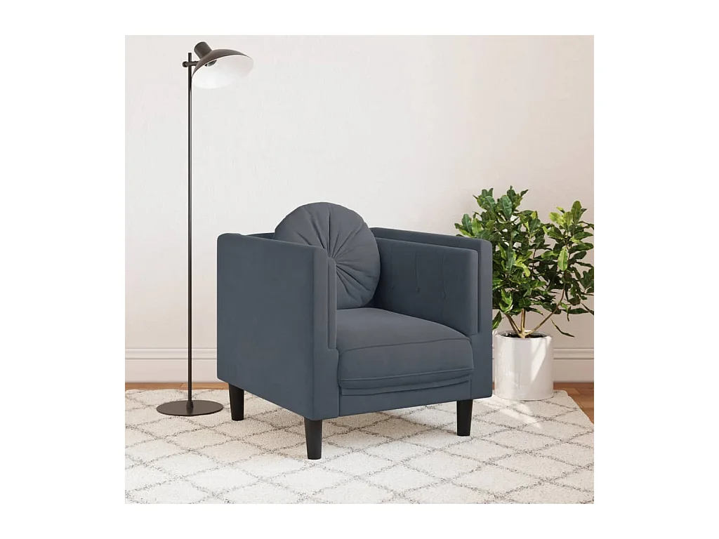 Fauteuil avec coussin gris foncé velours