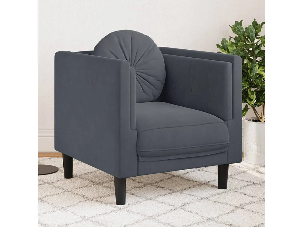 Fauteuil avec coussin gris foncé velours