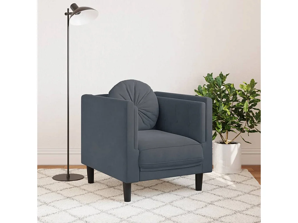 Fauteuil avec coussin gris foncé velours