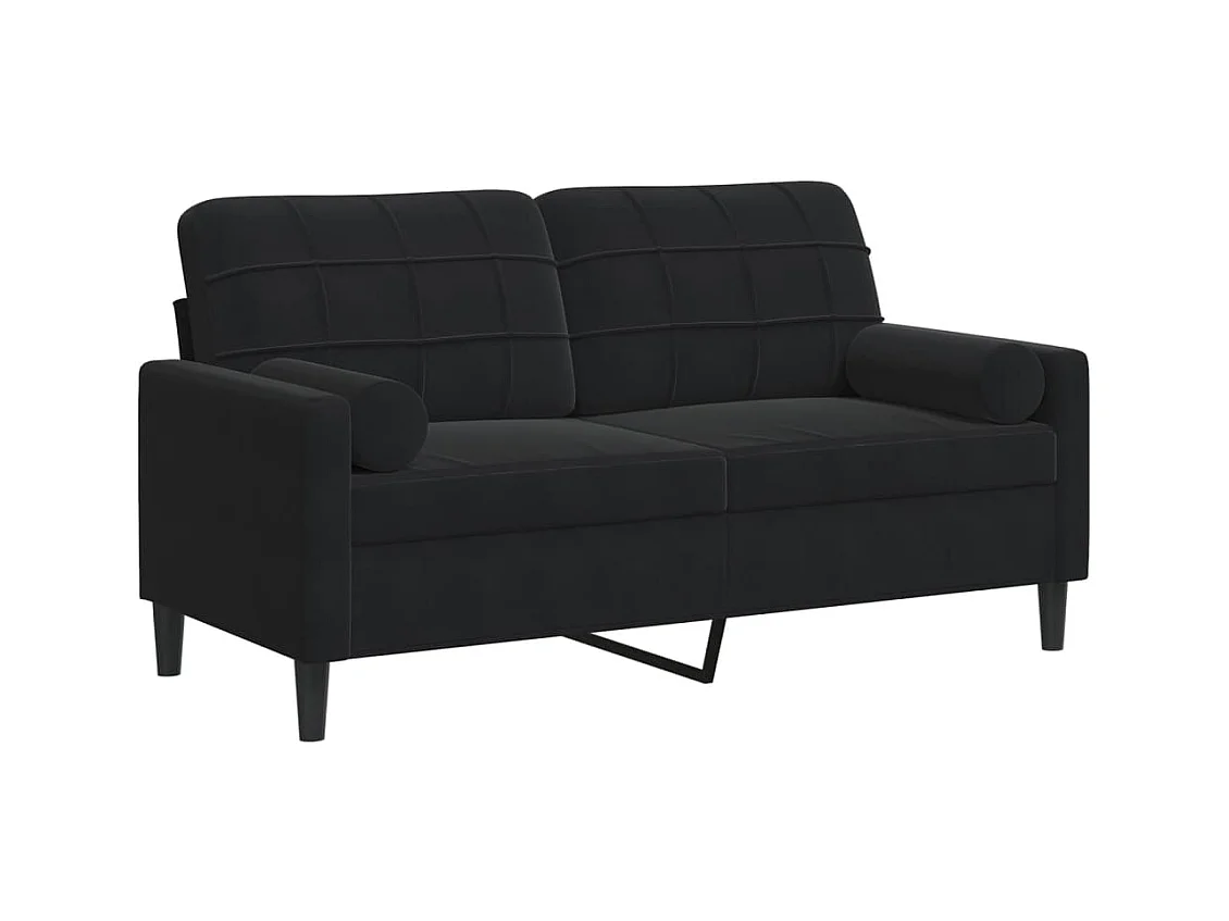 Canapé 2 places avec oreillers décoratifs noir 140 cm velours