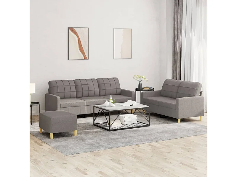 3-delige Loungeset met kussens stof taupe