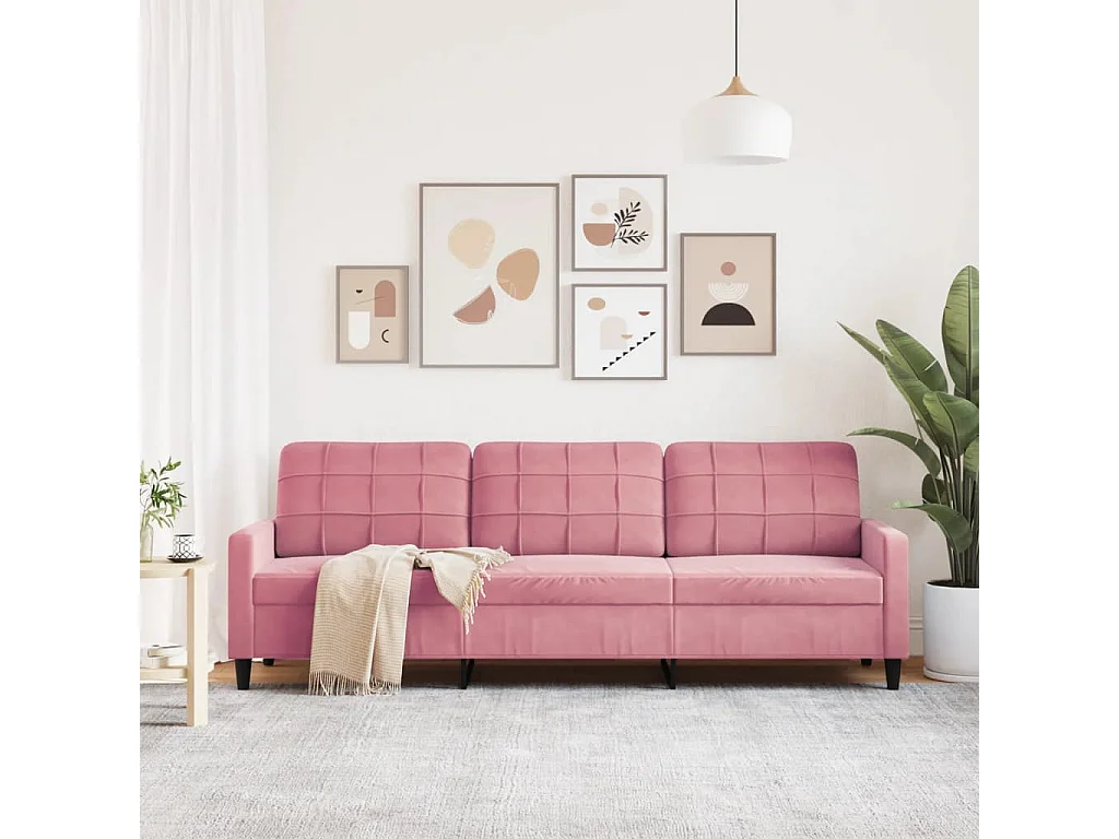 Divano a 3 Posti rosa 210 cm in Velluto