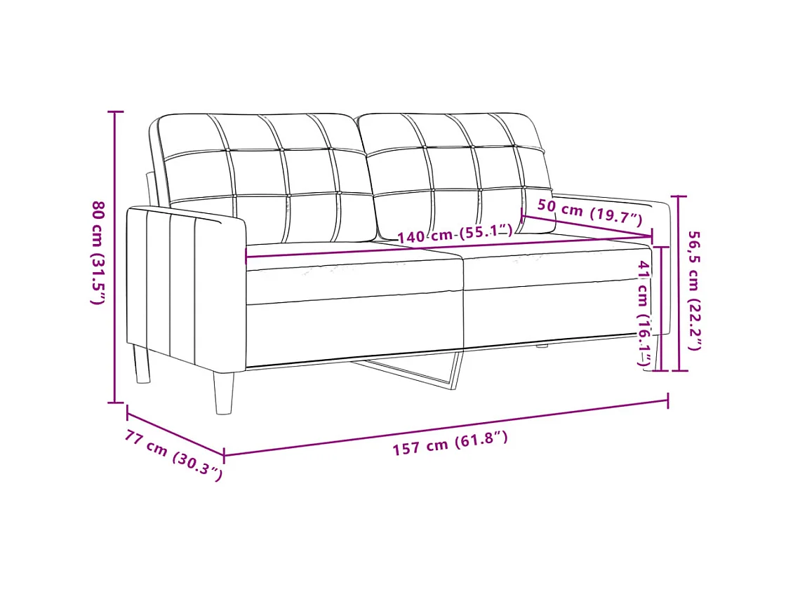 2-delige Loungeset met sierkussens stof zwart