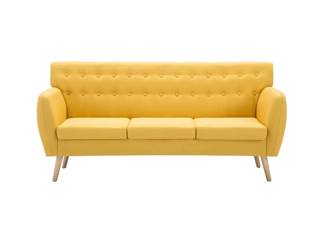 Canapé à 3 places revêtement en tissu 172x70x82 cm jaune