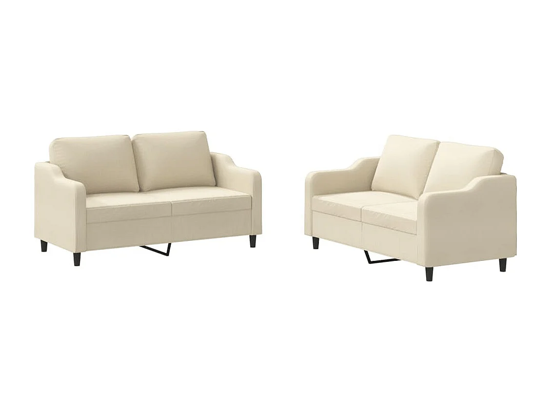 2-delige Loungeset met kussens stof crèmekleurig
