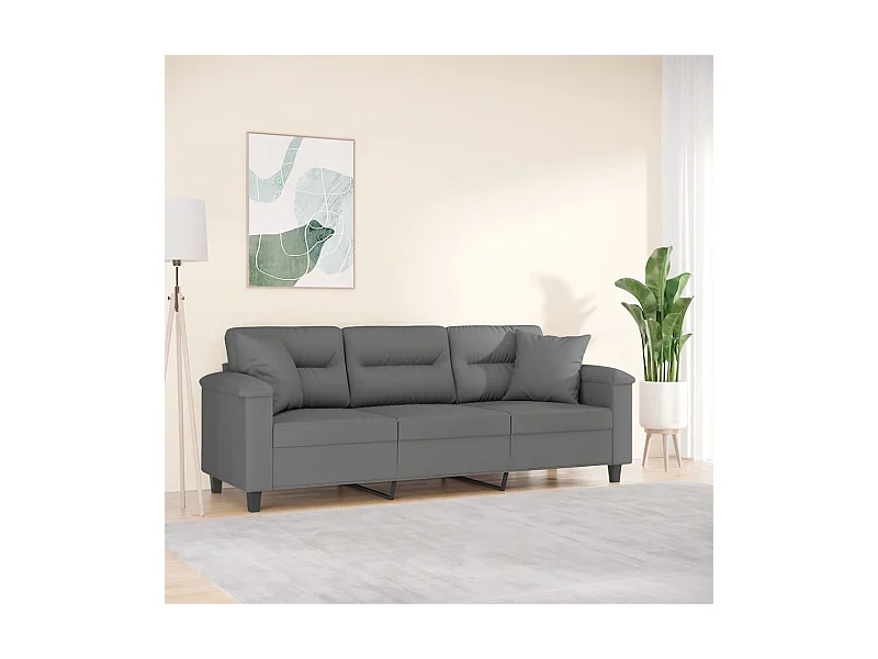 Canapé 3 places avec oreillers gris foncé 180 cm