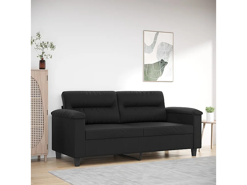 Divano a 2 Posti Nero 140 cm in Similpelle