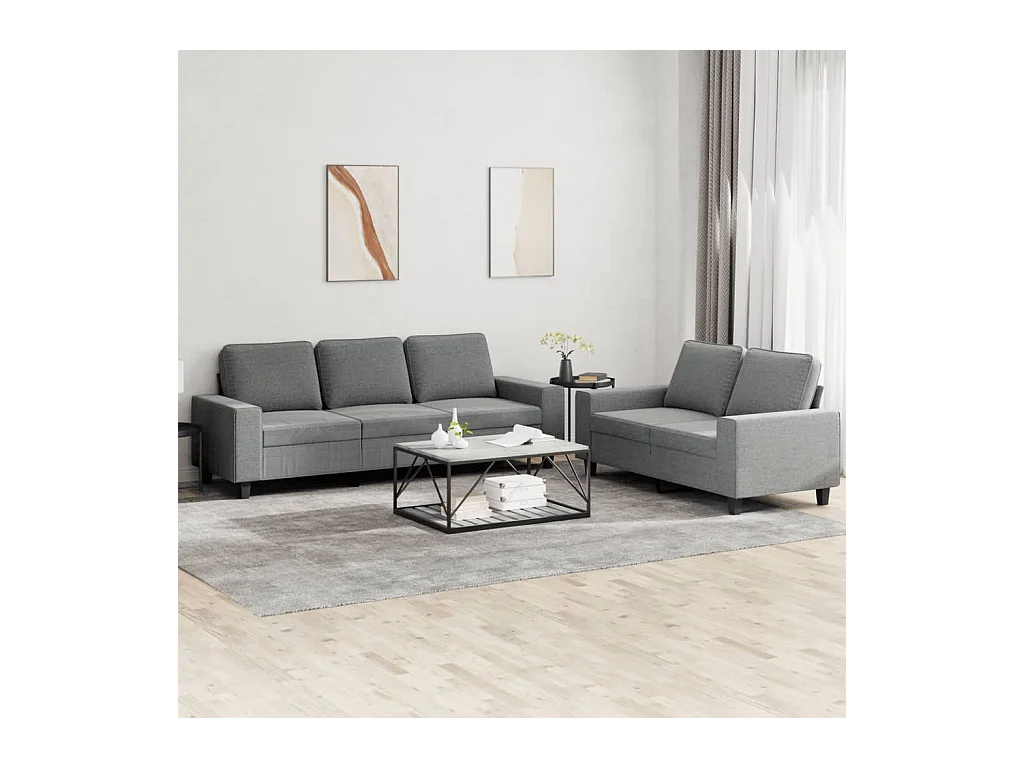 Ensemble de canapés 2 pcs gris foncé tissu