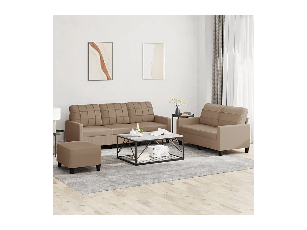 Ensemble de canapés 3 pcs avec coussins Cappuccino Similicuir