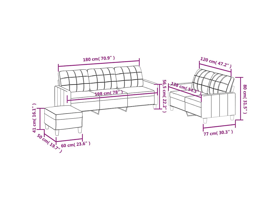 Ensemble de canapés 3 pcs avec coussins Cappuccino Similicuir