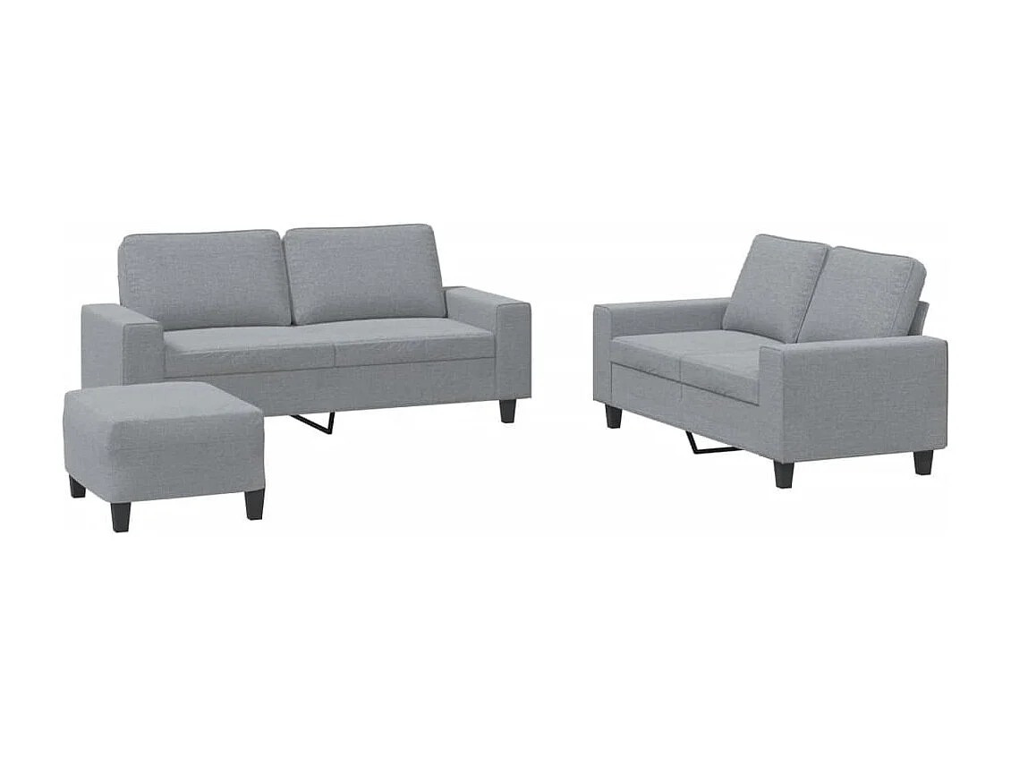 Set di Divani 3 pz Grigio Chiaro in Tessuto