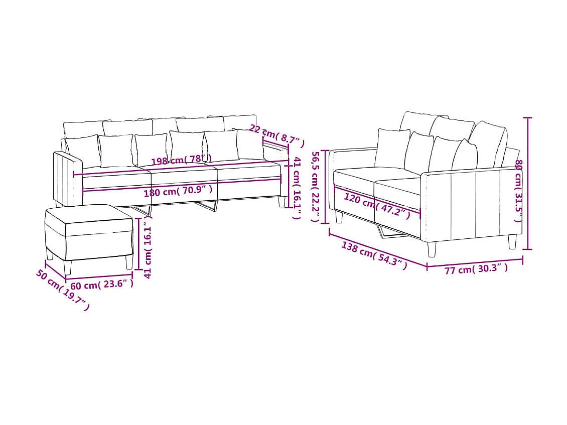 Ensemble de canapés 3 pcs avec coussins Gris foncé Velours