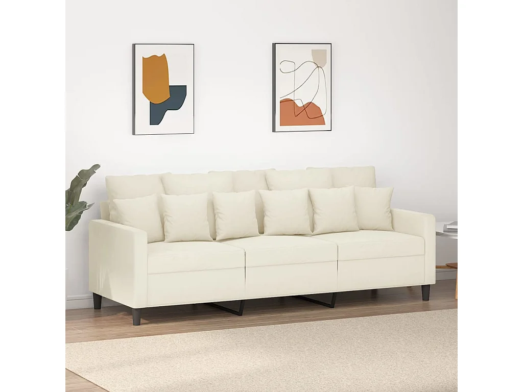 Canapé à 3 places Crème 180 cm Velours