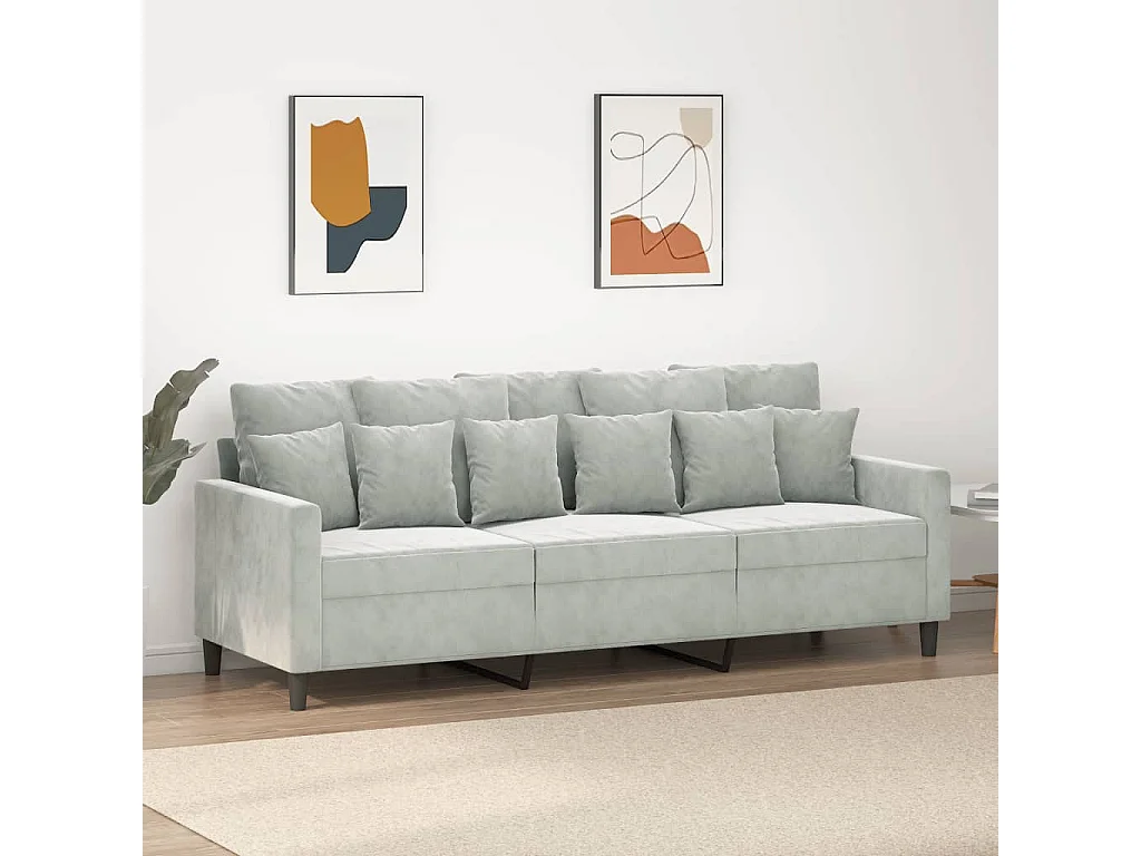3-Sitzer-Sofa Hellgrau 180 cm Samt
