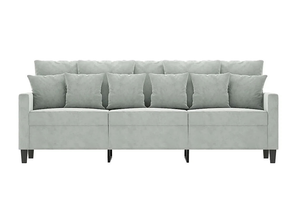 3-Sitzer-Sofa Hellgrau 180 cm Samt