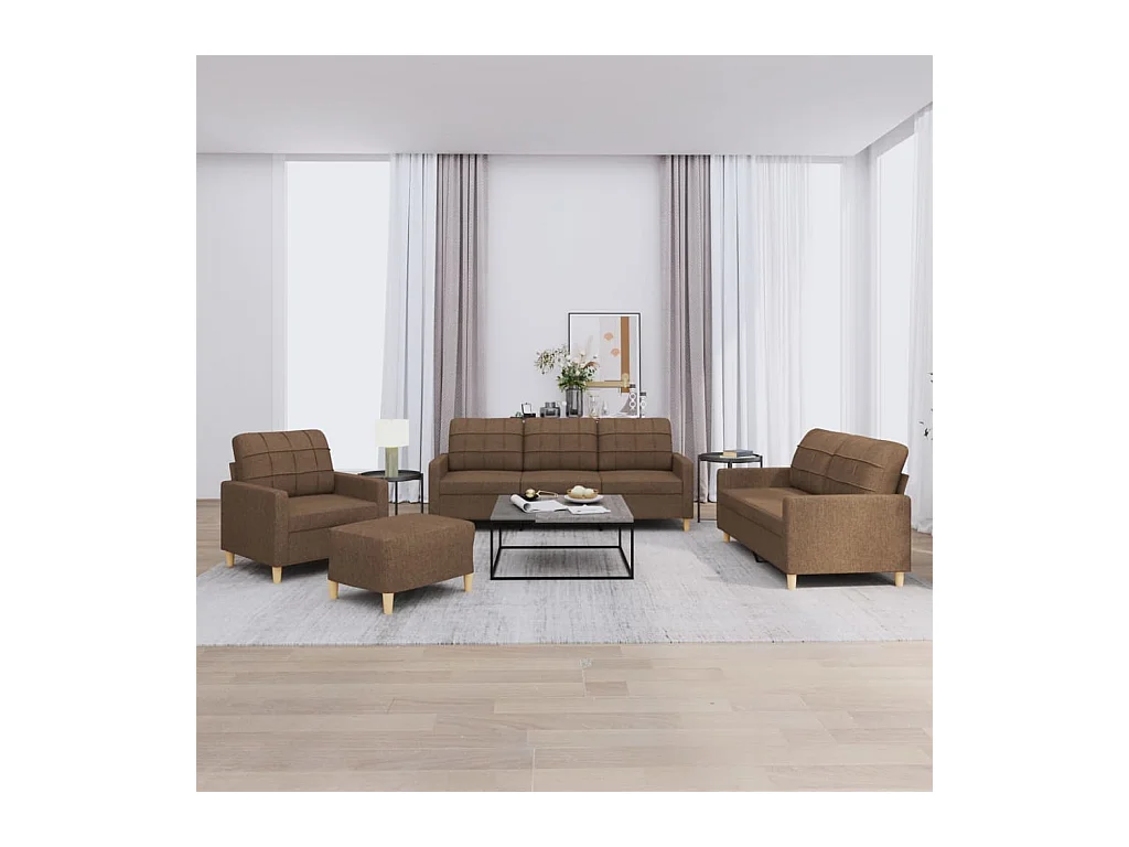 4-delige Loungeset met kussens stof bruin