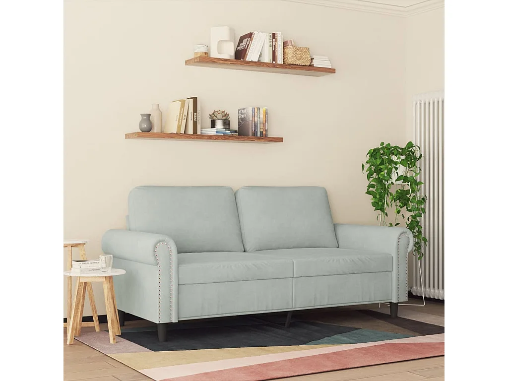 Canapé à 2 places Gris clair 140 cm Velours