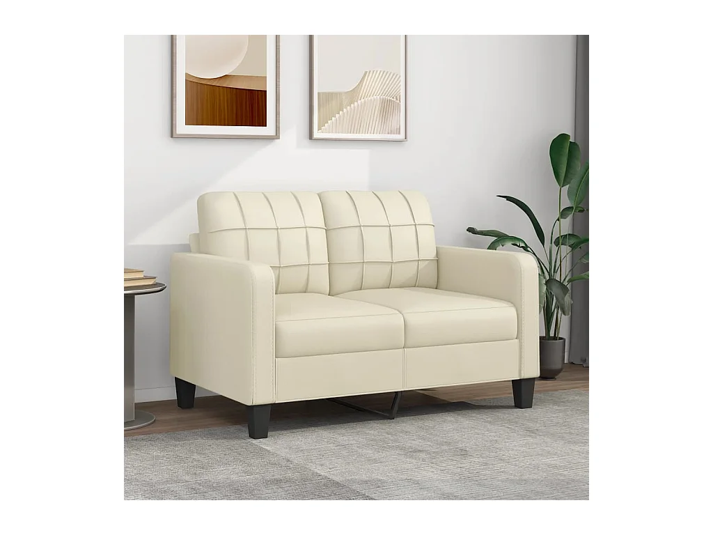 Tweezitsbank 120 cm kunstleer crèmekleurig