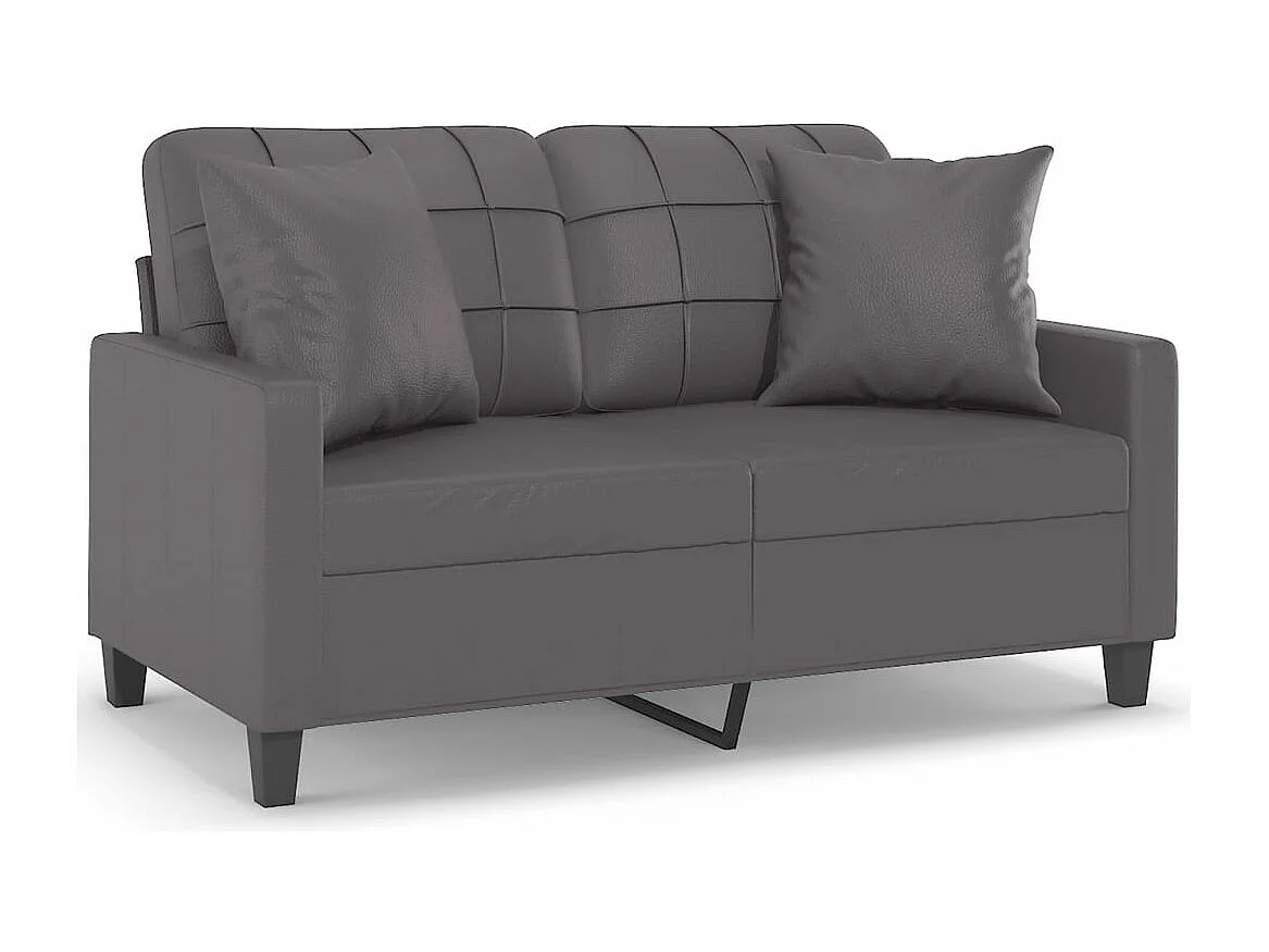 Canapé 2 places avec oreillers gris 120 cm similicuir